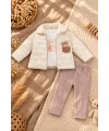 Kız Bebek Mevsimlik Montlu Sweatshirt ve Pantolon 3’lü Takım