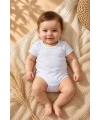 %100 Pamuk Bebek Çıtçıtlı Kısa Kollu Body – Yarım Kol Bebek Zıbın