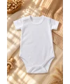 %100 Pamuk Bebek Çıtçıtlı Kısa Kollu Body – Yarım Kol Bebek Zıbın