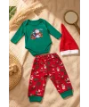 %100 Pamuk Noel Temalı Bebek Zıbın Takımı – Yılbaşı Bebek Takımı