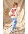 Erkek Çocuk %100 Pamuk Sweatshirt ve Kareli Pantolon 2’li Takım