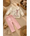 Kız Çocuk %100 Pamuk 2 İplik Sweatshirt ve Tayt 2’li Takım