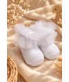 Kız Bebek Tül Fırfırlı Beyaz Çorap 1 Çift