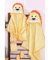 Aslan Figürlü 4 Parça Unisex Çocuk Bornoz Seti