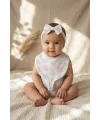 Aura Pastel Pointelle 3lü Bebek Seti - %100 Pamuklu Nefes Alan Örme Kumaş, Bandana Önlük, Çıtçıtlı Mama Önlüğü Ve Fiyonk Saç Bandı