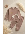 Ayıcık Nakışlı % 100 Pamuk 2li Erkek Bebek Takım