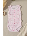 Bear Desenli Kolsuz % 100 Pamuk Kız Bebe Çıtçıtlı Body