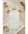 Bear Desenli Kolsuz Erkek Bebek Body %100 Pamuk