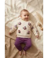 Daisy Bloom Çiçek Desenli Krem Sweatshirt Ve Mor Eşofman Altı Pamuklu İki Parça Bebek Takımı