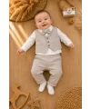 Erkek Bebek 4’lü Klasik Takım – Yelek, Gömlek, Pantolon ve Papyon (0-3 Ay)