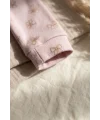 Fiyon Detaylı Boneli Kız Bebek Tulumu. Ayaklı % 100 Pamuklu 0-3 Ay