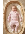 Flora Mini Lady %100 Pamuklu Puantiyeli Pembe Yenidoğan Hastane Çıkışı - 5 Parça Bebek Takımı