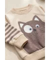 Kedi Desenli Pamuklu 2li Erkek Bebek Takım