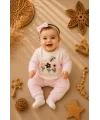Kız Bebek 2’li Takım %100 Pamuk 3-12 Ay Alt Üst Takım Pembe
