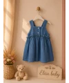 Kız Bebek Denim Elbise Askılı Fırfır Detaylı 9-24 Ay