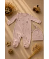Kız Bebek Tulum 0-9 Ay %100 Pamuklu Çıtçıtlı Uzun Kollu Bebek Tulum