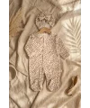 Leopar Detaylı Boneli Kız Bebek Tulumu. Ayaklı % 100 Pamuklu 0-3 Ay