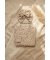 Leopar Detaylı Boneli Kız Bebek Tulumu. Ayaklı % 100 Pamuklu 0-3 Ay