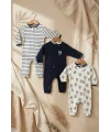Premium %100 Pamuklu Panda Figürlü Bebek Tulum 3lü Set - Çene Korumalı Fermuarlı Yumuşak Doku