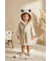 Sevimli Gülen Panda Figürlü Bamboo Bebek Bornoz Seti 0-2 Yaş Kutulu