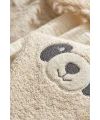 Sevimli Gülen Panda Figürlü Bamboo Bebek Bornoz Seti 0-2 Yaş Kutulu