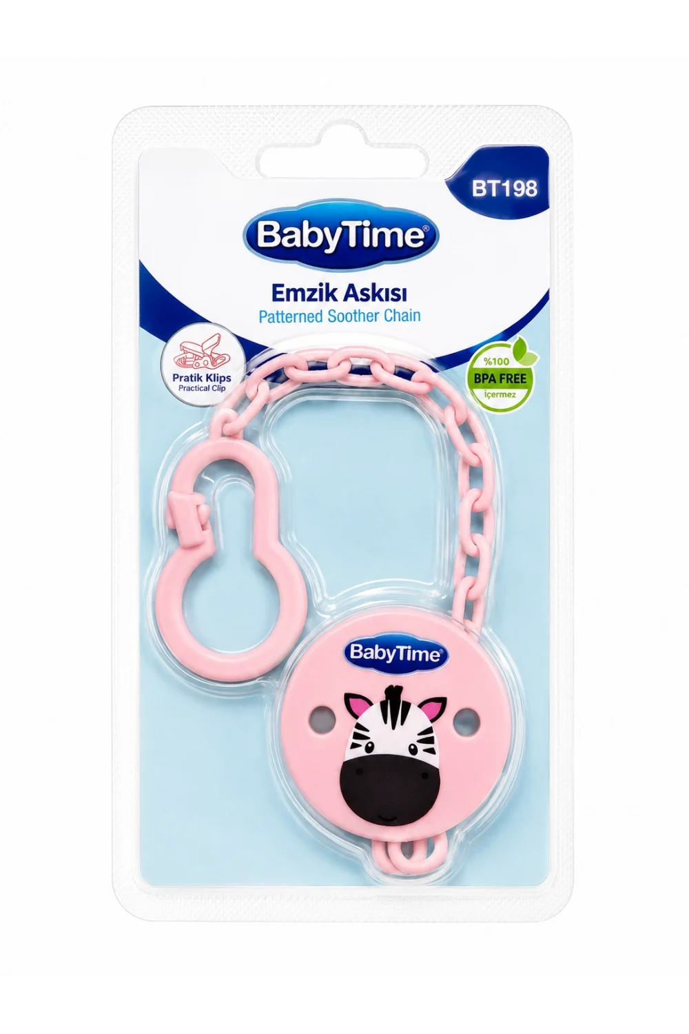 BabyTime Emzik Askısı – Desenli Emzik Zinciri – 4 Renk Seçeneği