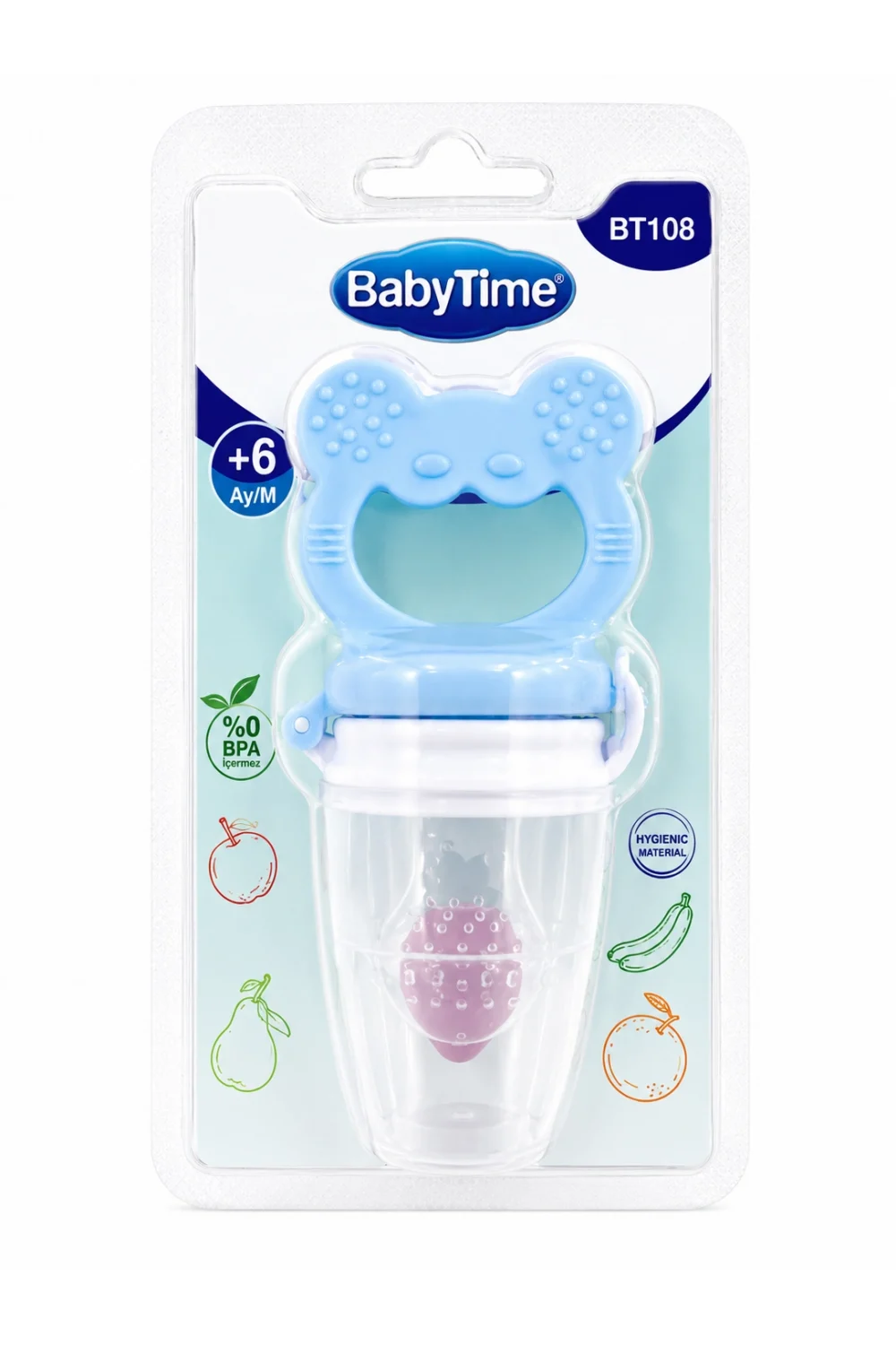BabyTime BT108 Mavi Bebek Meyve Süzgeci – Meyve Besleyici Emzik