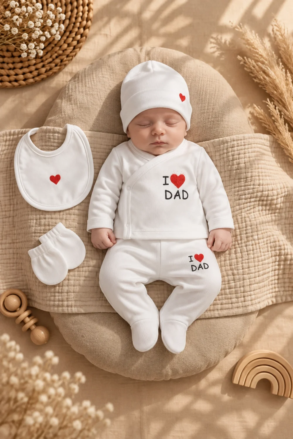 %100 Pamuk Unisex Bebek 5’li Hastane Çıkışı Seti – Yenidoğan Bebek Seti