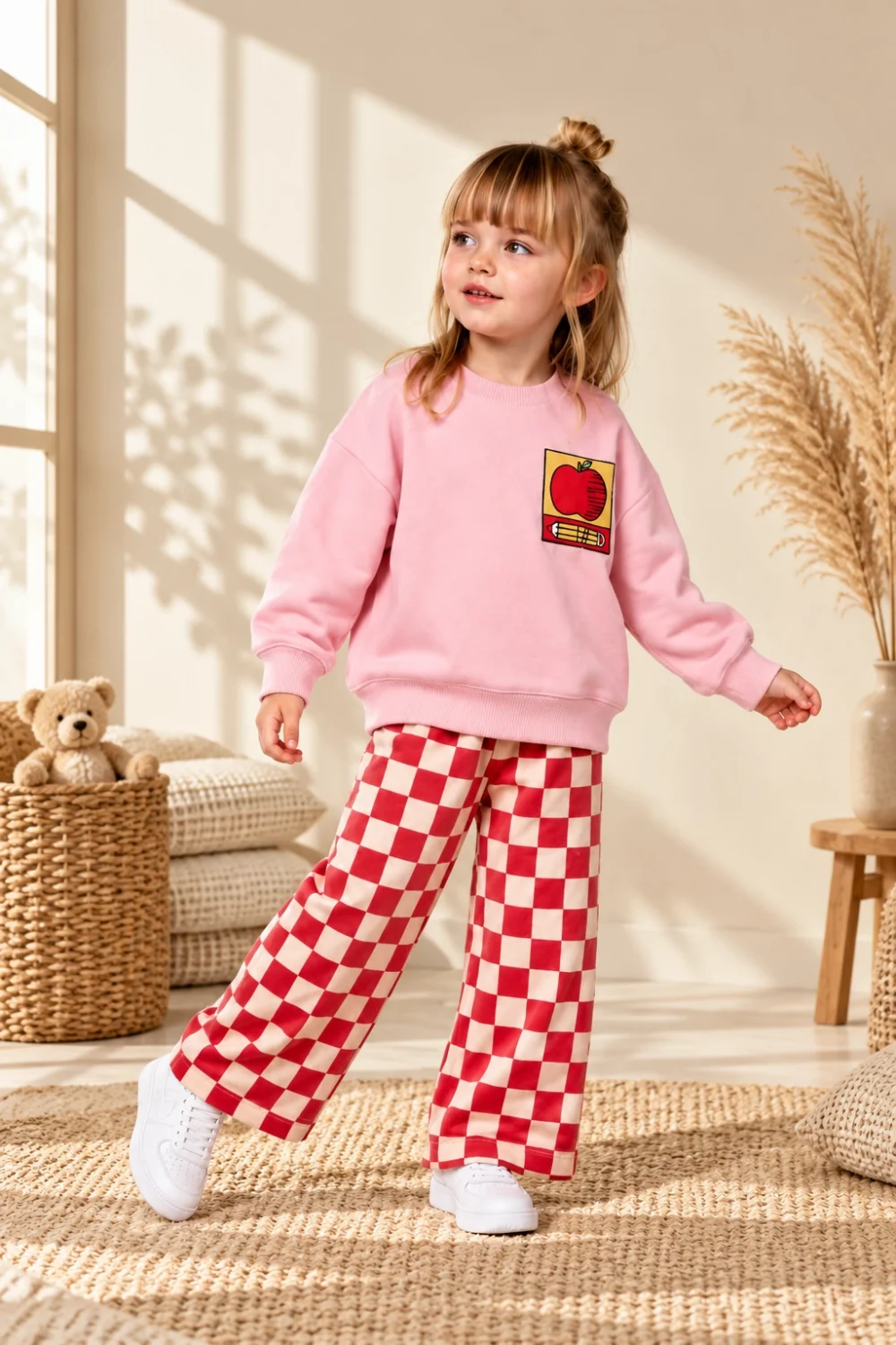 Kız Çocuk 3 İplik Sweatshirt ve Gabardin Pantolon 2’li Takım – Trend Model 2-10 Yaş