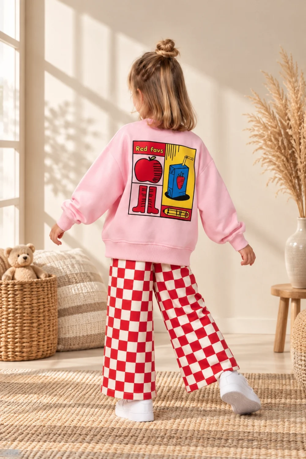 Kız Çocuk 3 İplik Sweatshirt ve Gabardin Pantolon 2’li Takım – Trend Model 2-10 Yaş