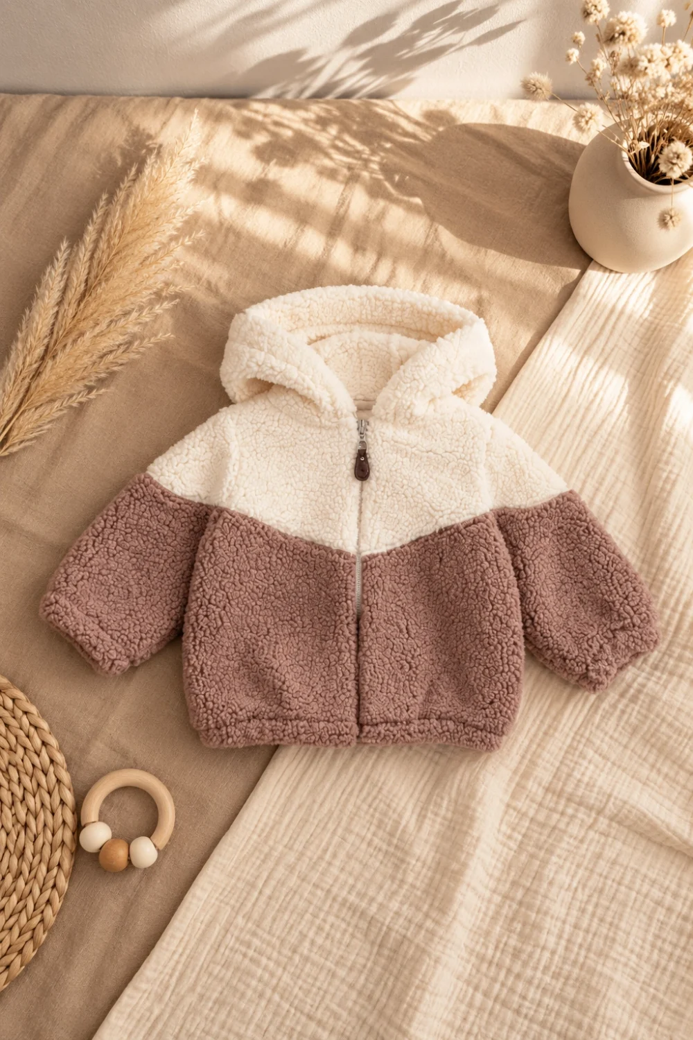 Bebek Peluş Polar Mont %100 Pamuk Fermuarlı 6-24 Ay