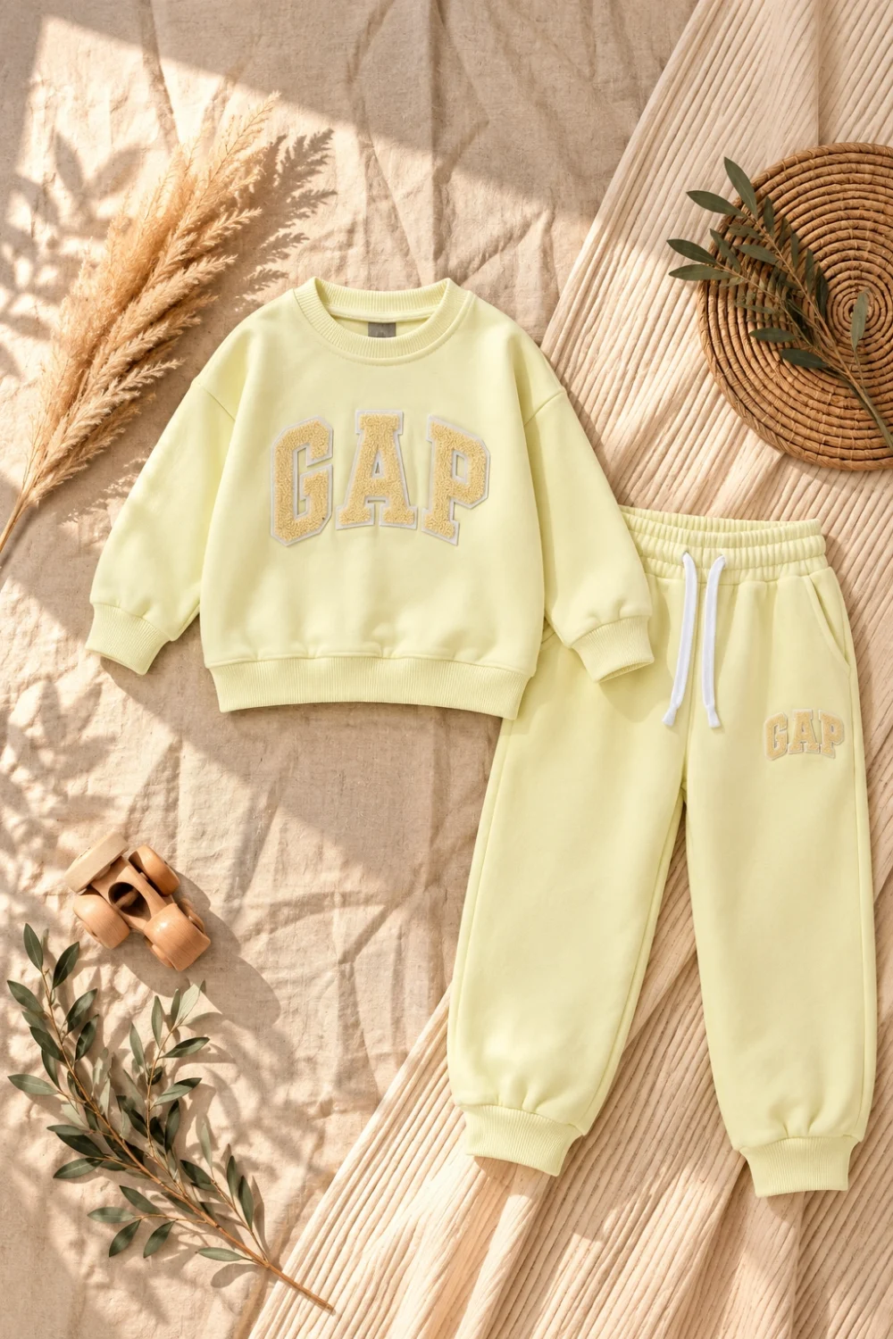%100 Pamuk Kız Çocuk 2’li 3 İplik Takım – Sweatshirt & Eşofman Altı | 3-10 Yaş