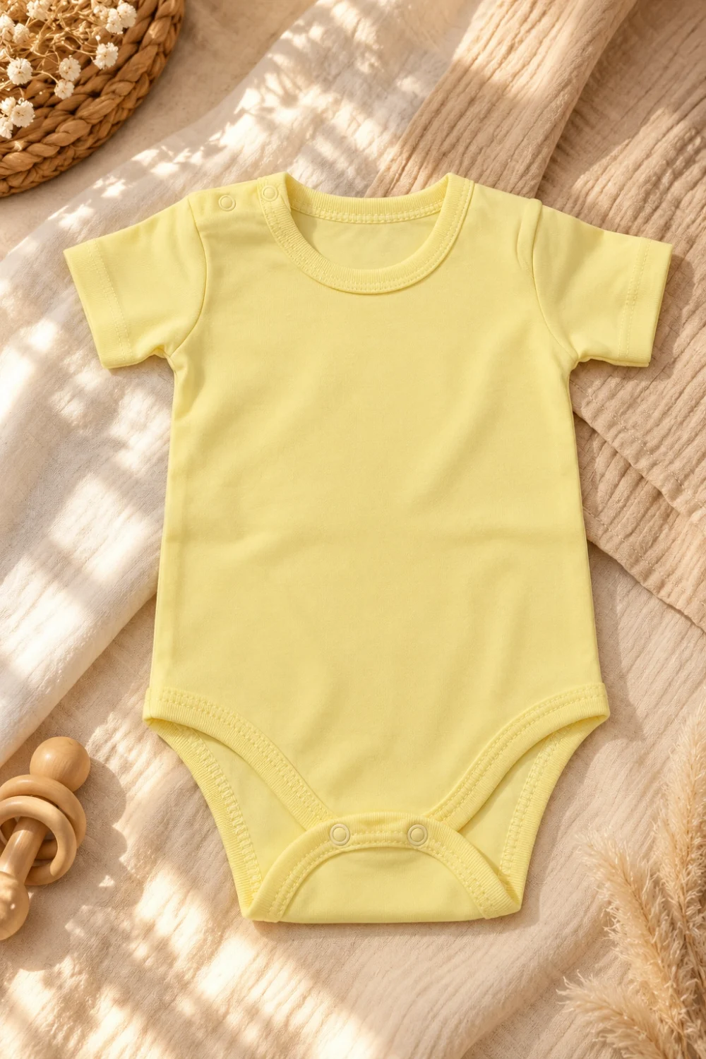 %100 Pamuk Bebek Çıtçıtlı Body – Kısa Kollu Bebek Zıbın