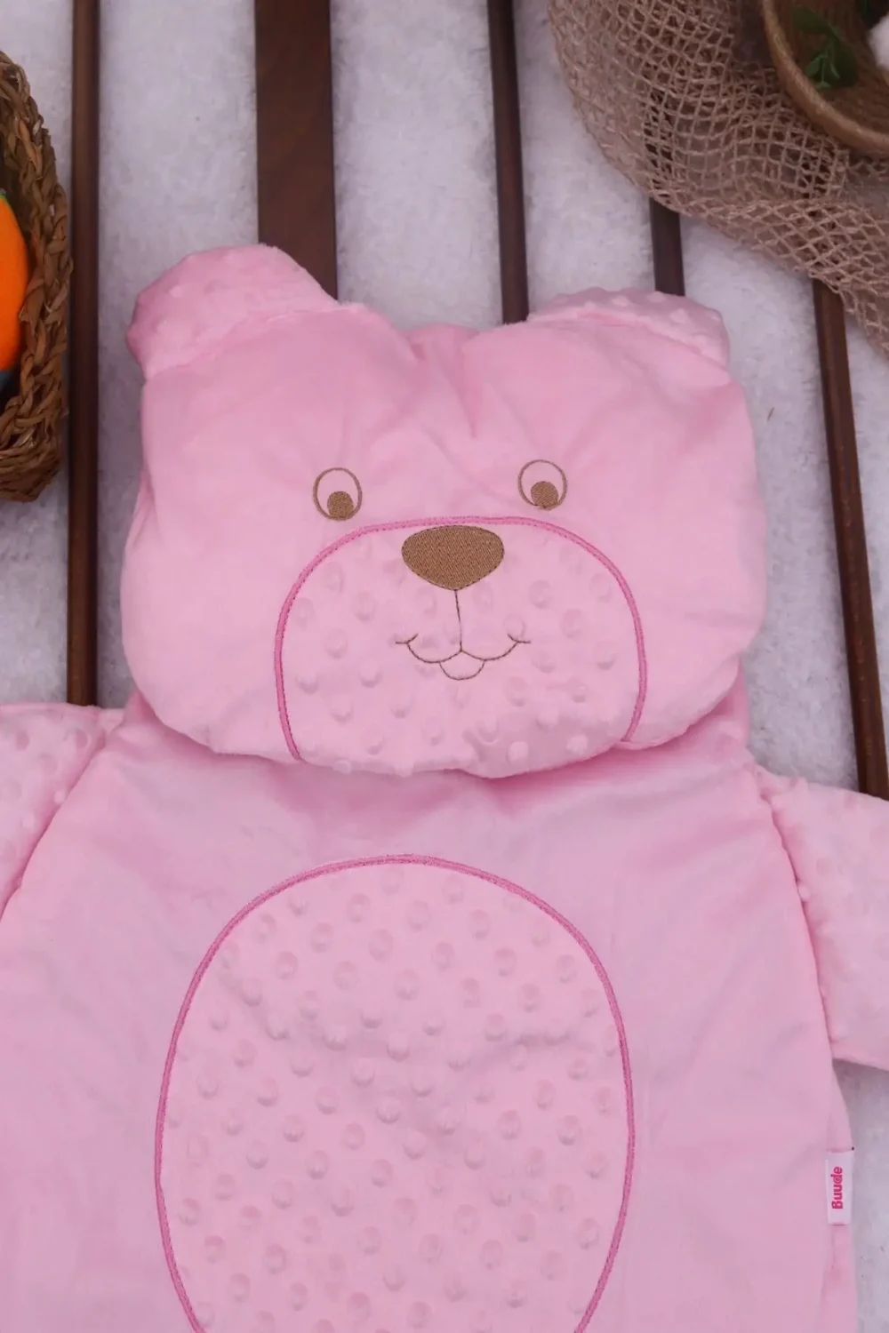 Ayıcık Nakışlı Yastıklı Welsoft Bebek Alt Açma Seti - Pembe