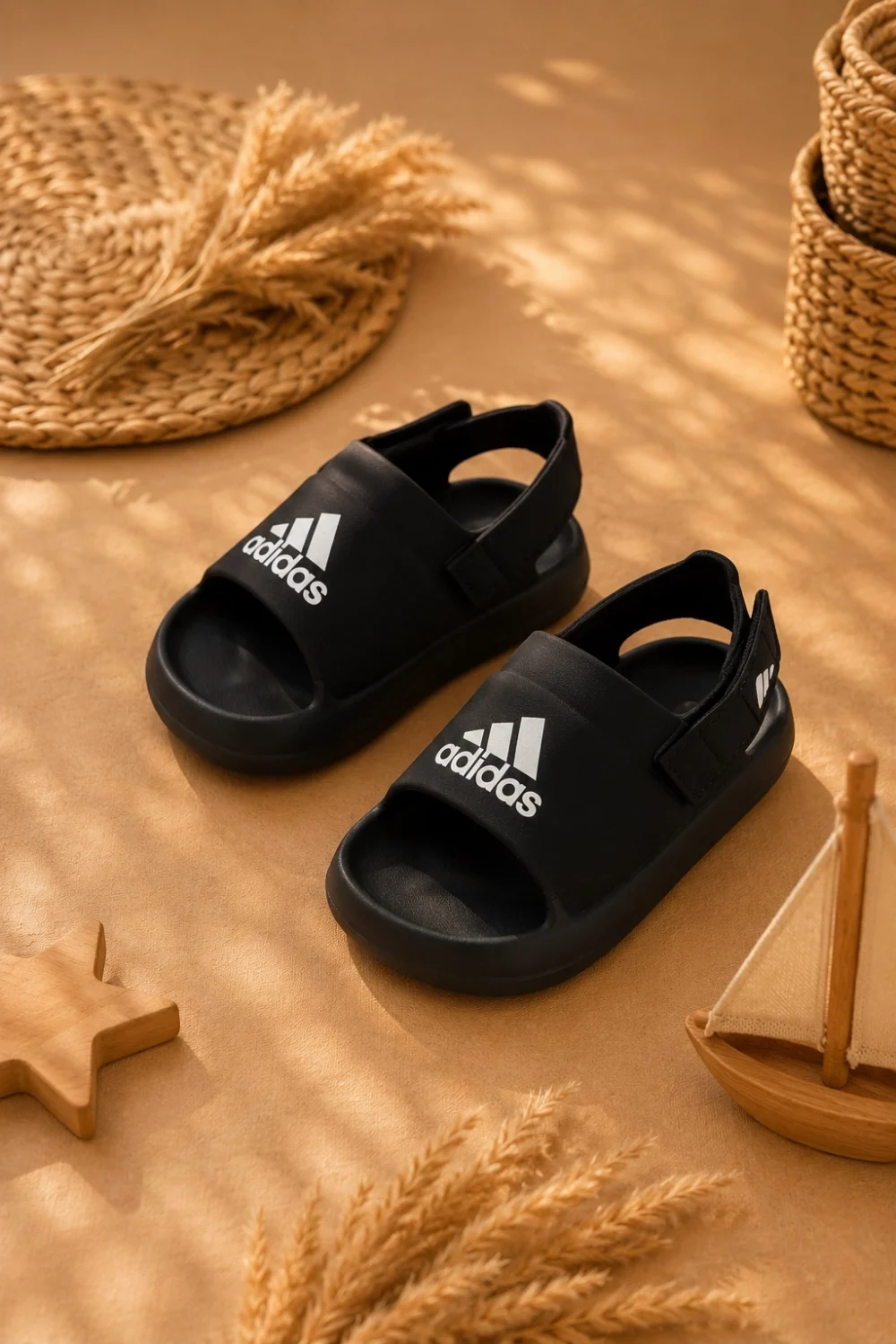 Çocuk Cırt Cırtlı Sandalet Siyah (21-30 Numara)