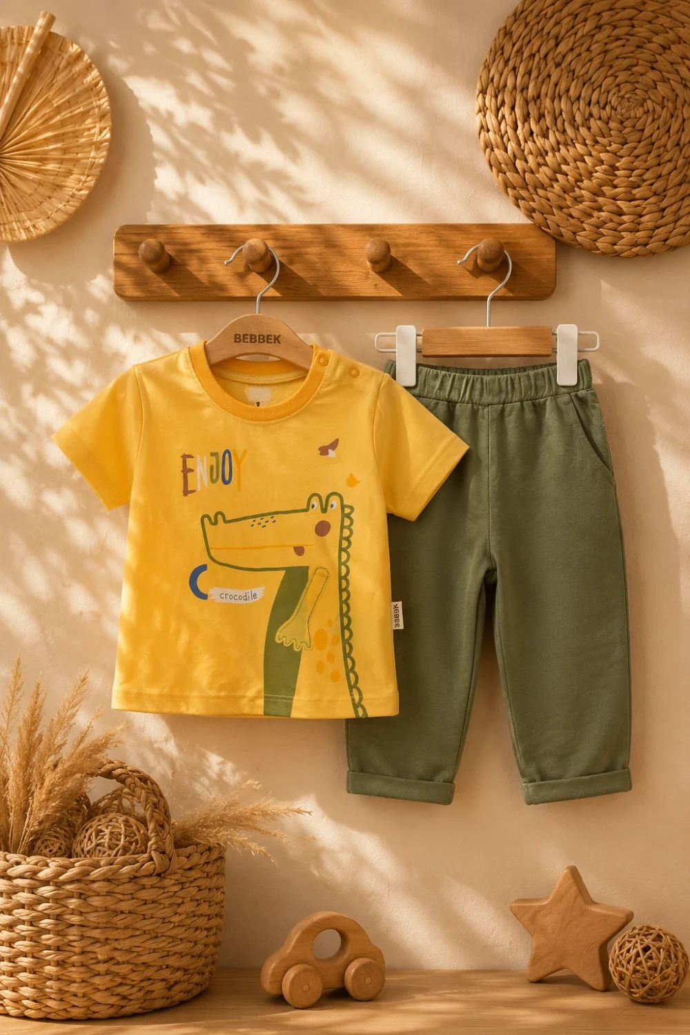 Erkek Bebek Baskılı Tişört Pantolon Takımı 2’li Set 9 Ay-4 Yaş