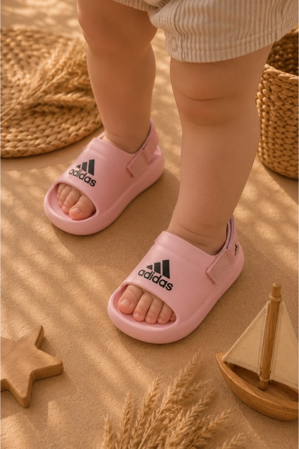Kız Çocuk Cırt Cırtlı Pembe Sandalet (21-30 Numara)