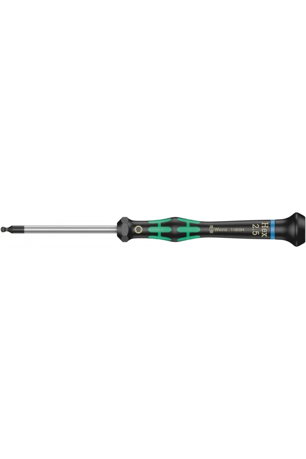 Wera 2052 Elektronikçi Altıgen Topbaş Tornavida, 2.5 x 60 mm