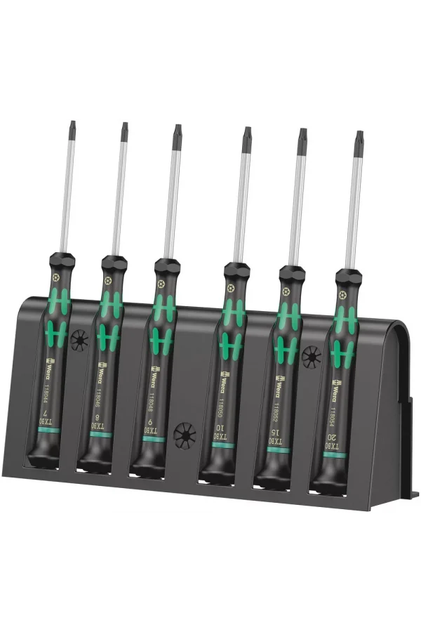 Wera 2067/6 Elektronikçi TORX® BO Tornavida Seti + Raf