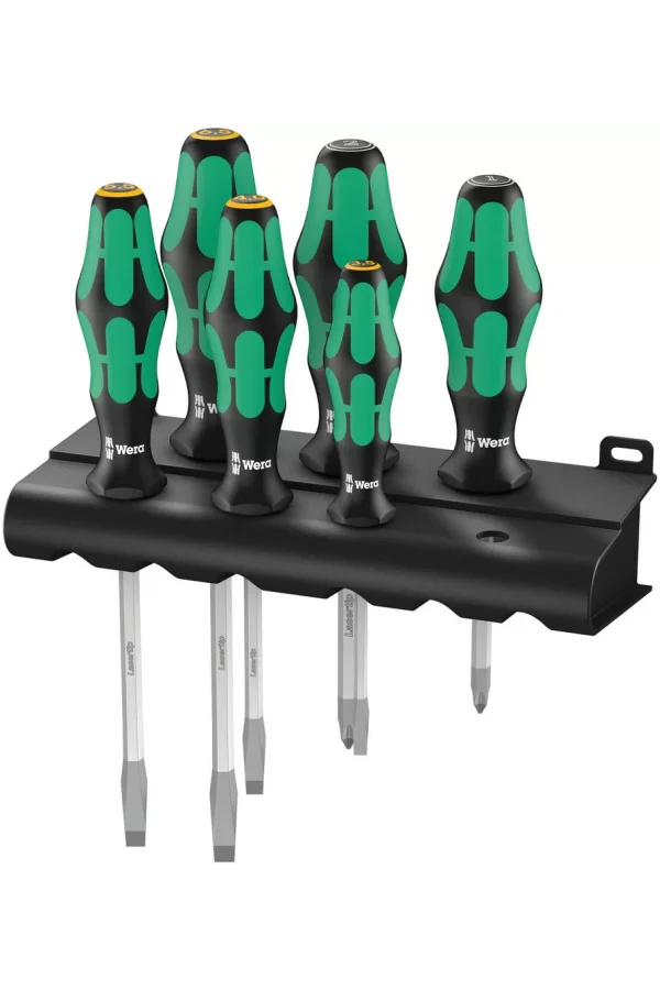 Wera 334/355 SK/6 Kraftform Plus Tornavida Seti, Lasertip + Raf
