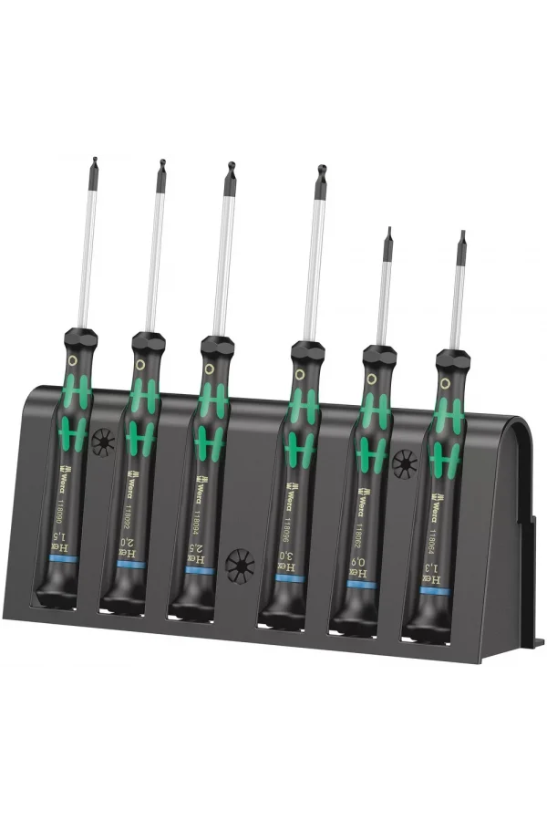 Wera 2052/6 Elektronikçi Tornavida Seti + Raf