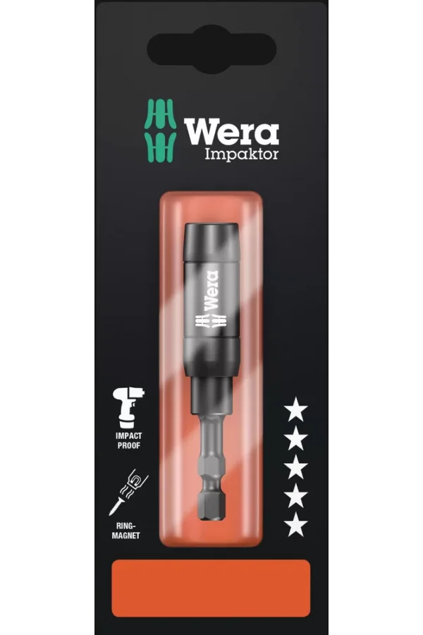 Wera 897/4 IMP R SB Impaktor Halka Mıknatıslı Segmanlı Bits Tutucu, 1/4 x 75 mm