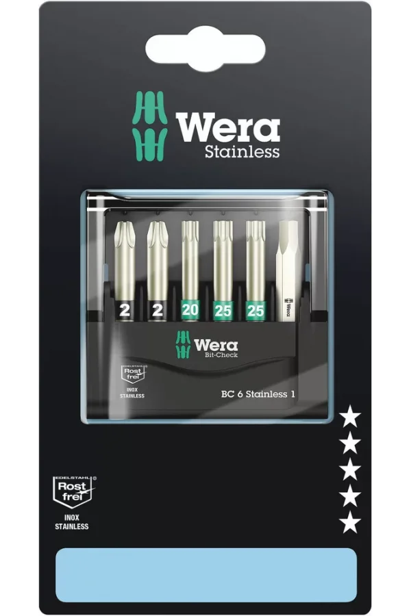 Wera Bit-Check 6 Paslanmaz 1 SB