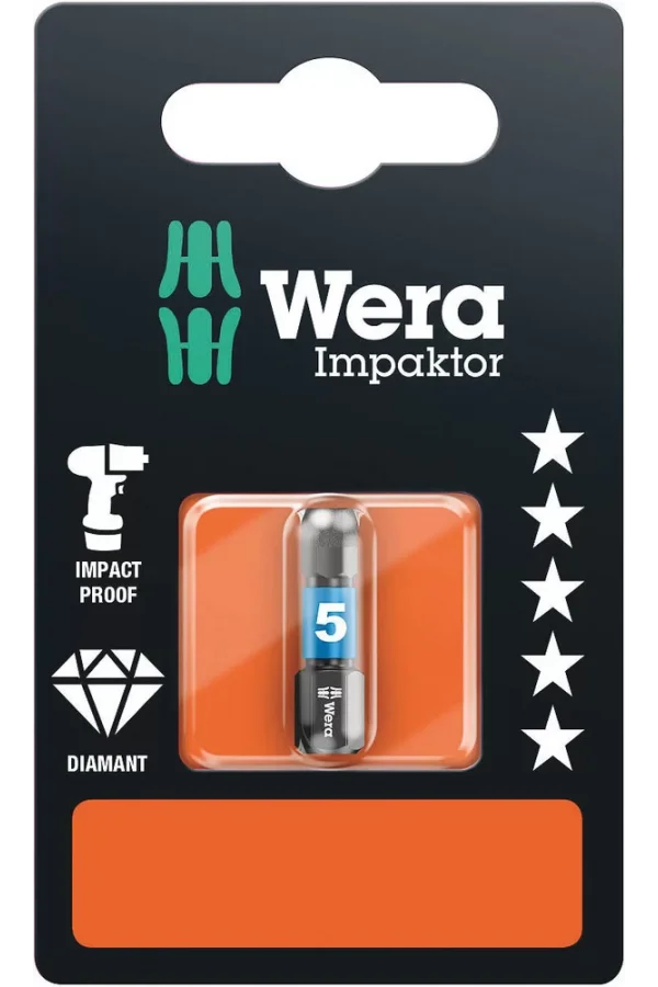 Wera 840/1 IMP DC SB Impaktor Bits, 5 x 25 mm