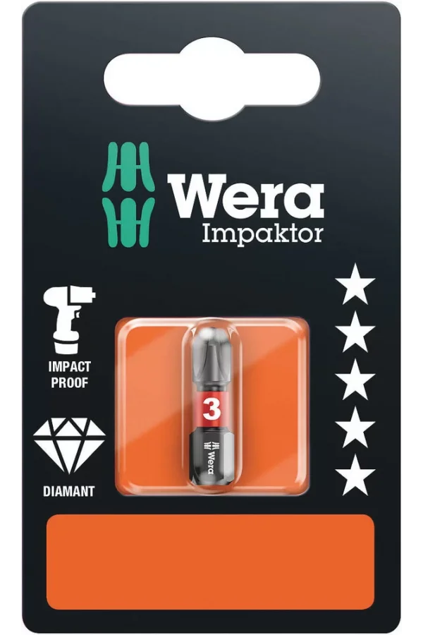 Wera 851/1 IMP DC SB Impaktor Bits, PH 3 x 25 mm