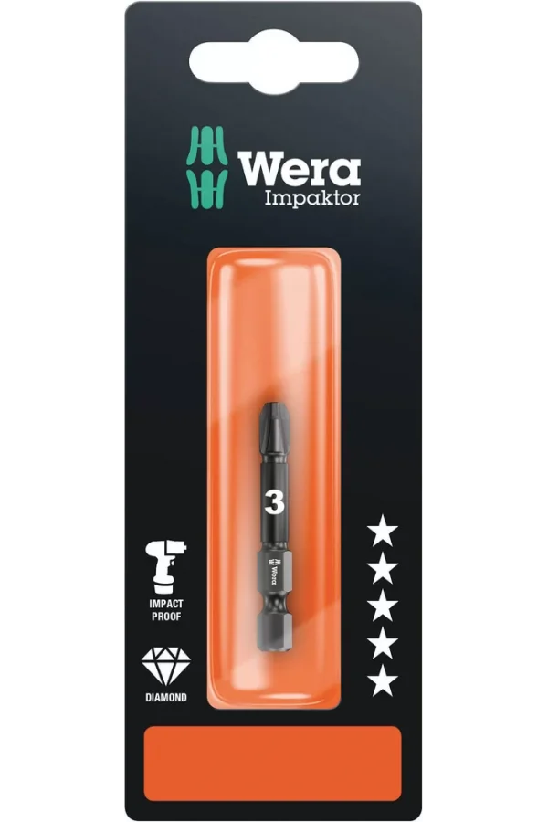 Wera 855/4 IMP DC Impaktor Bits SB, PZ 3 x 50 mm