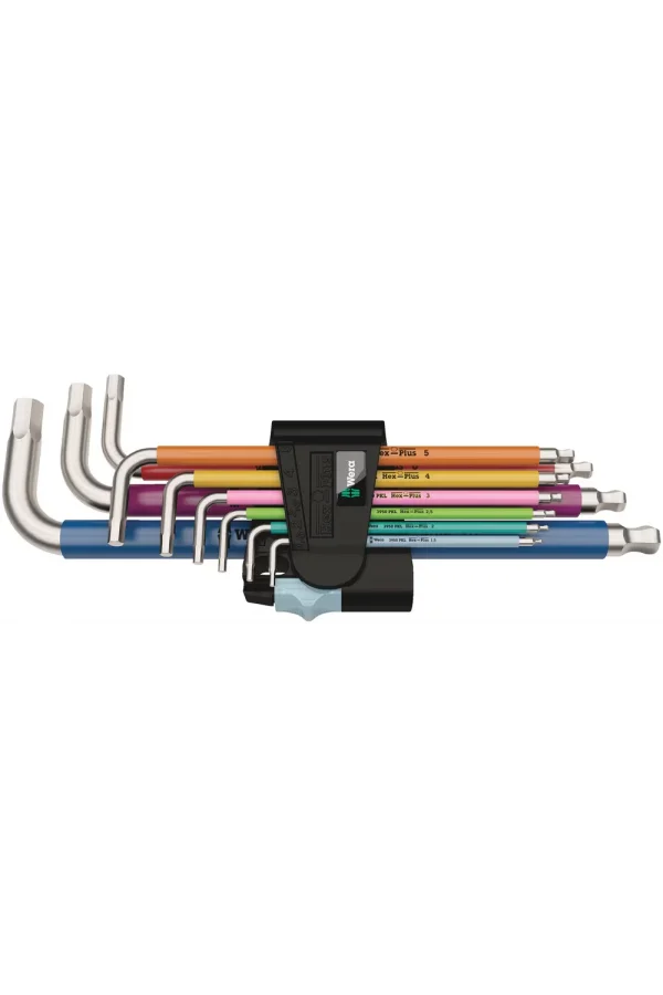 Wera 3950/9 Hex-Plus Renkli Paslanmaz 1 Allen Anahtar Set, metrik, Paslanmaz