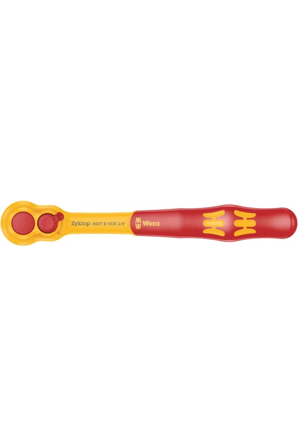 Wera 8007 B VDE Zyklop Yalıtımlı Yön Mandallı Cırcır, 3/8 Sürücülü, 3/8 x 222 mm