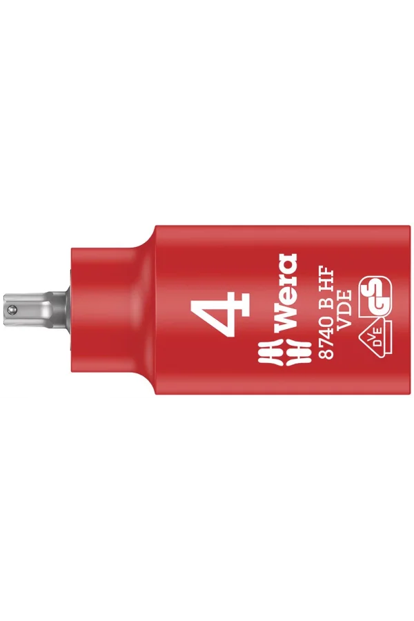 Wera 8740 B VDE HF Altıgen Uçlu Zyklop Yalıtımlı Lokma Bits, 3/8 Soketli, Tutma Fonksiyonlu, 4 x 55 mm