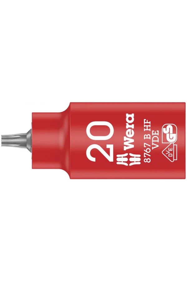 Wera 8767 B VDE HF TORX® Uçlu Zyklop Yalıtımlı Lokma Bits, 3/8 Soketli, Tutma Fonksiyonlu, TX 20 x 55 mm